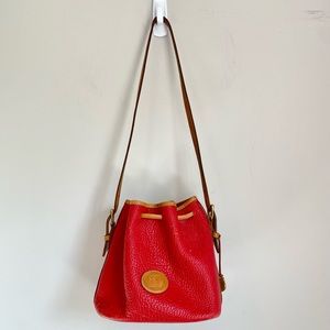 *VINTAGE* Dooney & Bourke Red Tasseled Bucket Bag